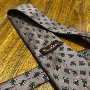 Oscar de la Renta Geometric Brown Tie